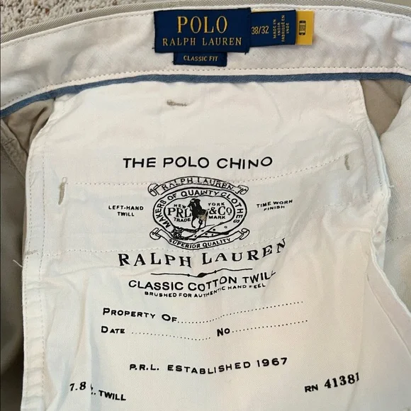 Polo by Ralph Lauren Men's Khaki Chinos NWT Classic Fit W38 L32 Coin Pocket - Picture 9 of 11